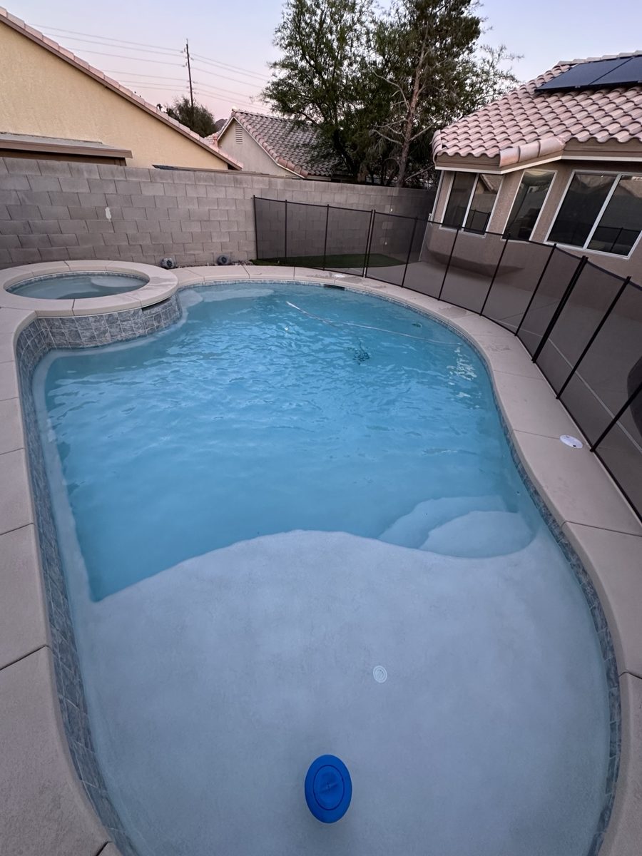 Clean residential pool with spa after pool service