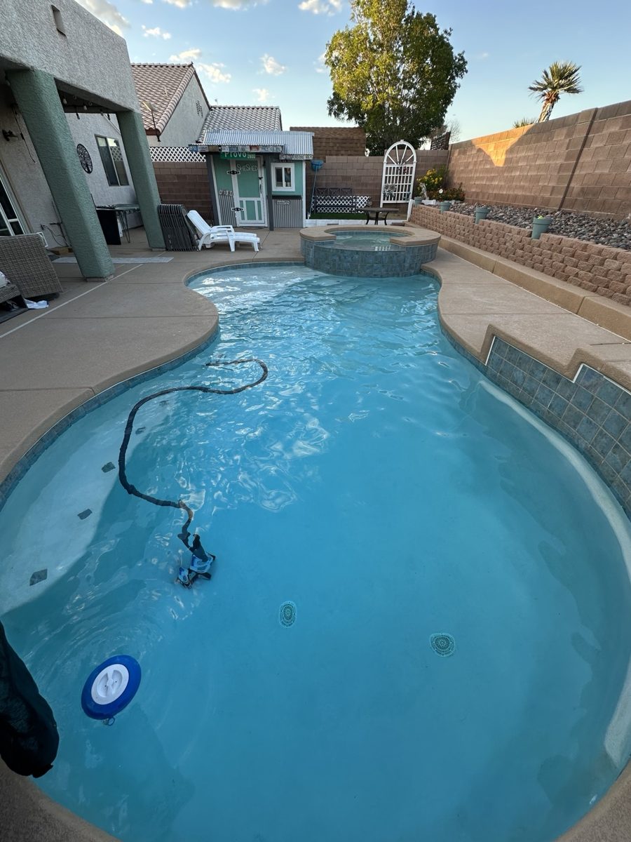 Blue clean pool water after J&R Pool Service cleaning